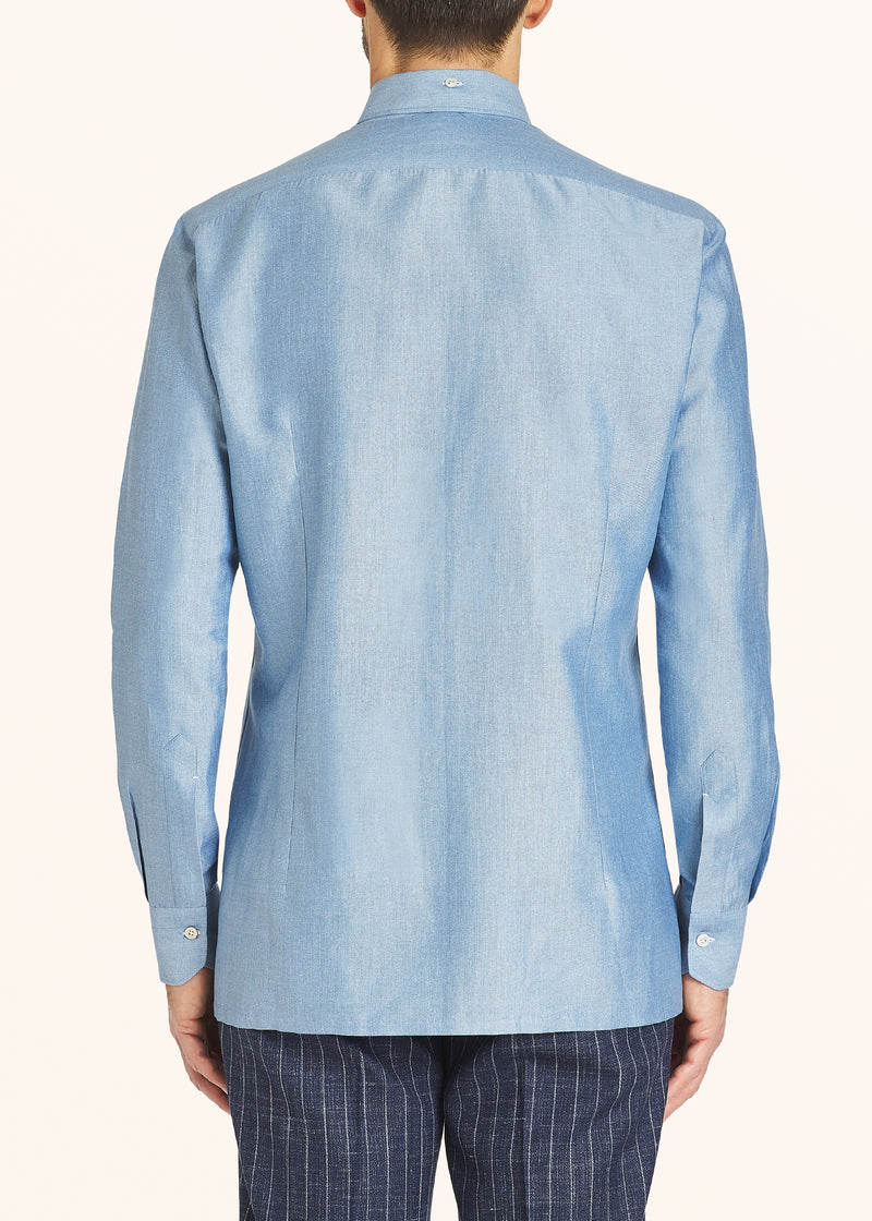Kiton blue heavenly ciro - shirt for man, in cotton 3