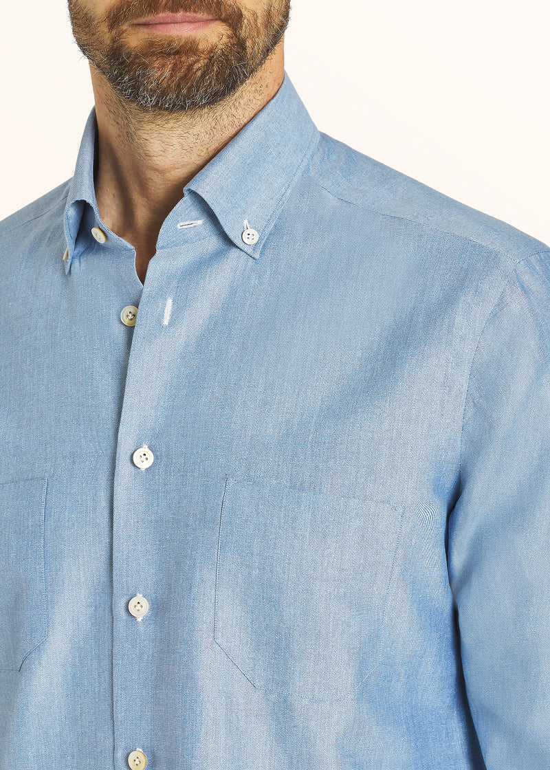 Kiton blue heavenly ciro - shirt for man, in cotton 4