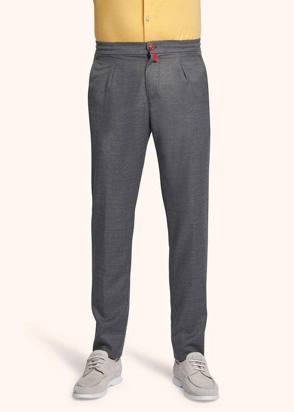 Kiton medium grey trousers for man, in wool 2