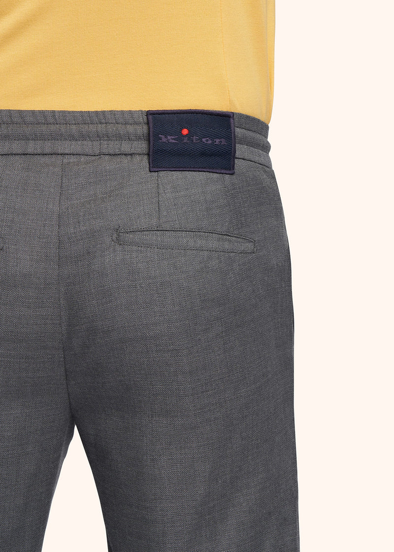 Kiton medium grey trousers for man, in wool 4
