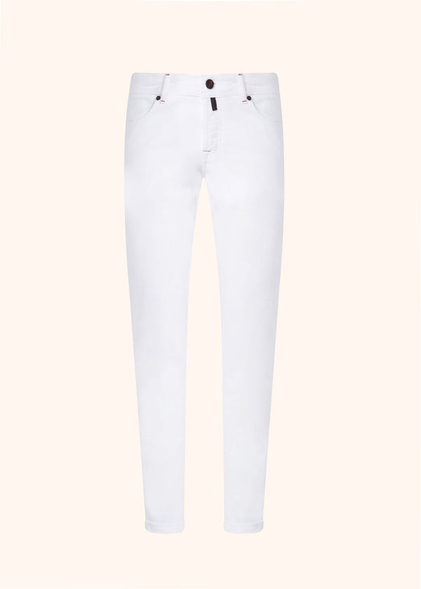 Kiton white trousers for man, in cotton 1