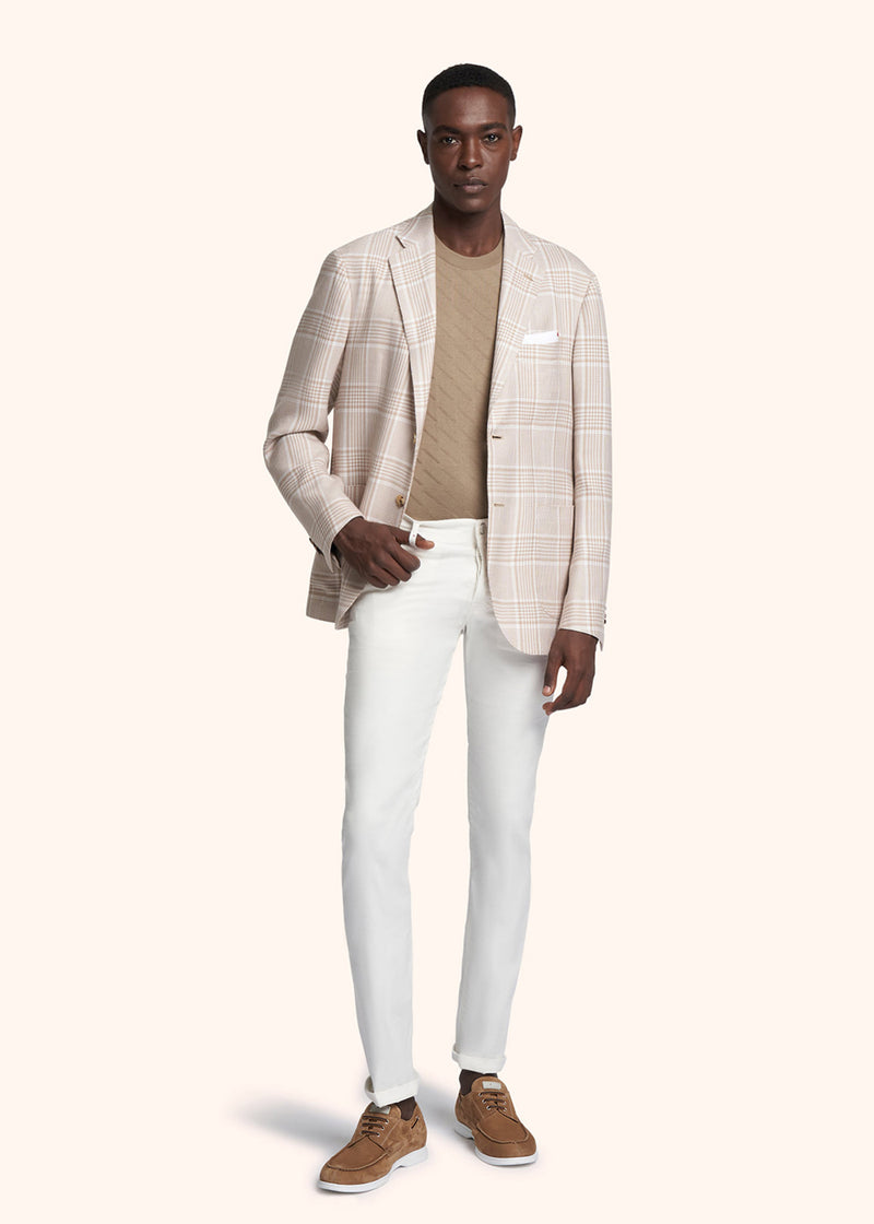 Kiton cream trousers for man, in linen 5