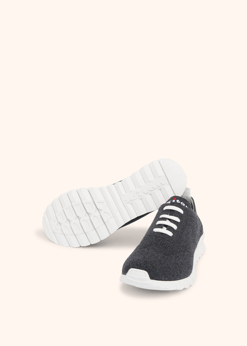 Kiton anthracite grey shoes for man, in cashmere 3