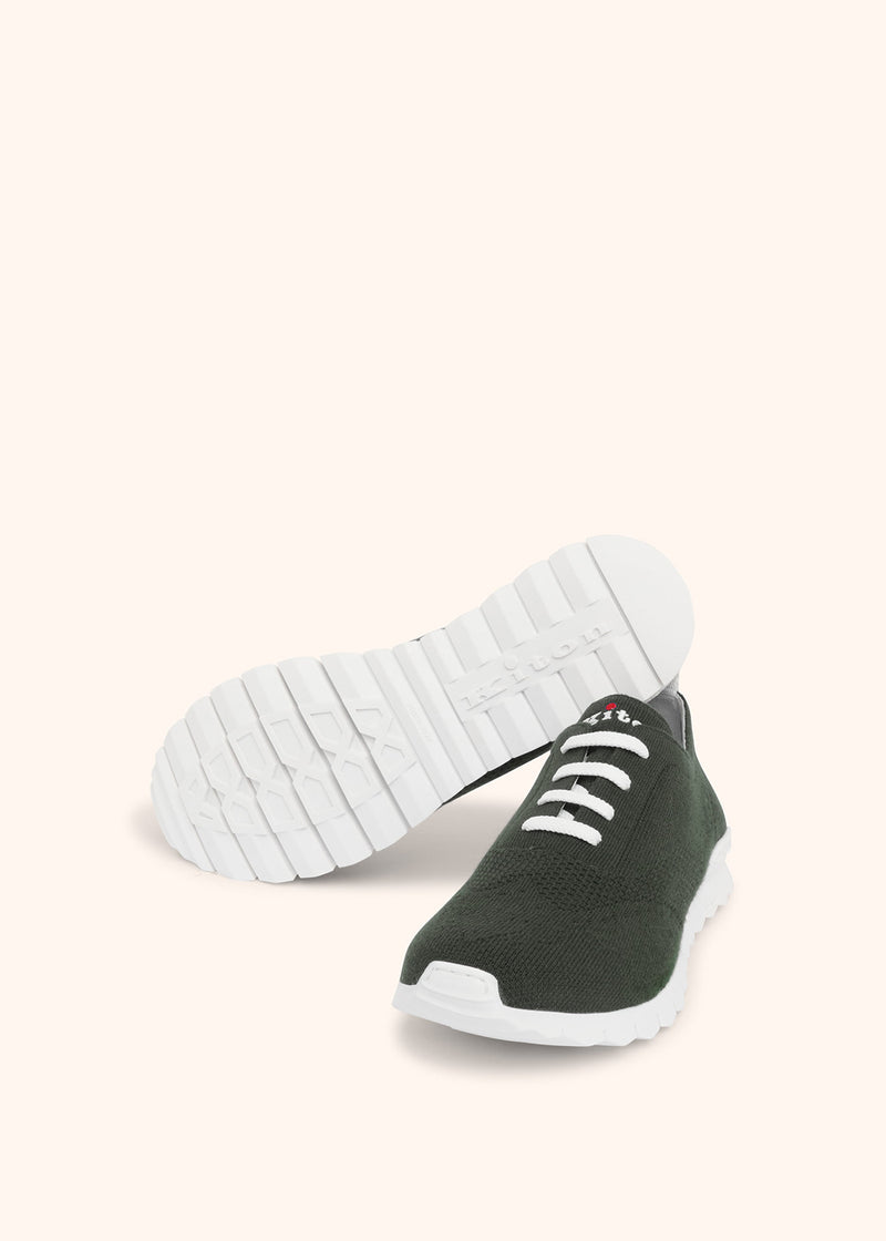 Kiton pine green shoes for man, in cashmere 3