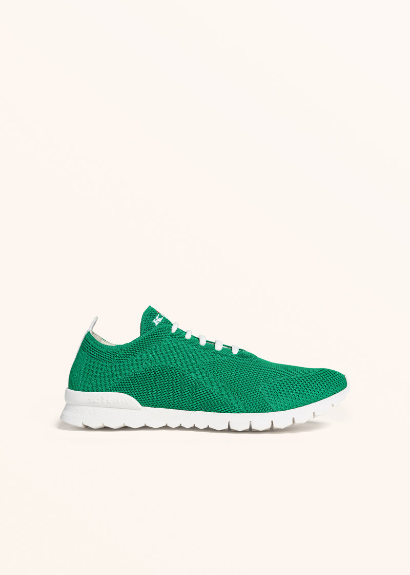 Kiton grass green shoes for man, in cotton 1