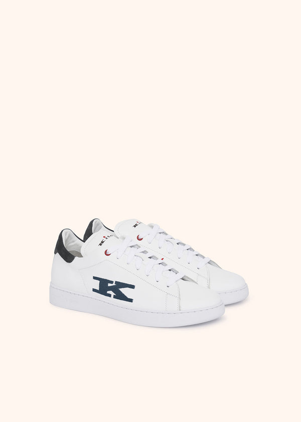 Kiton white/asphalt sneakers shoes for man, in calfskin 2