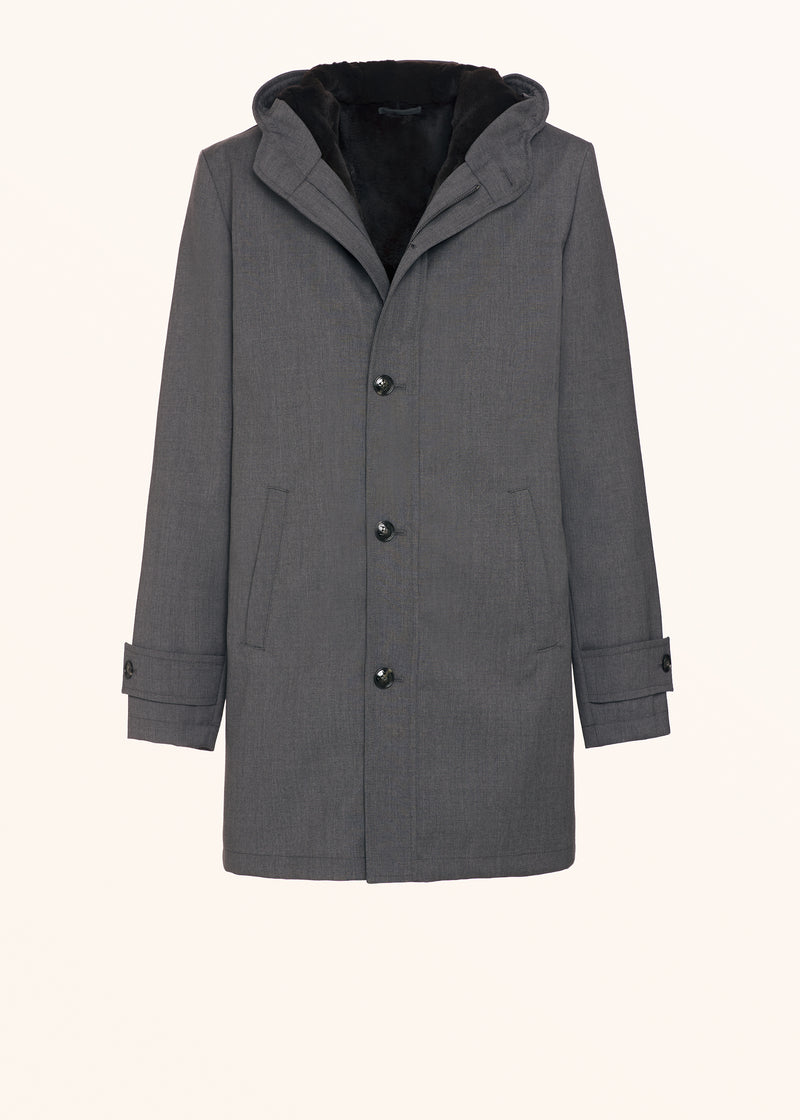 Kiton medium grey outdoor jacket for man, in wool 1