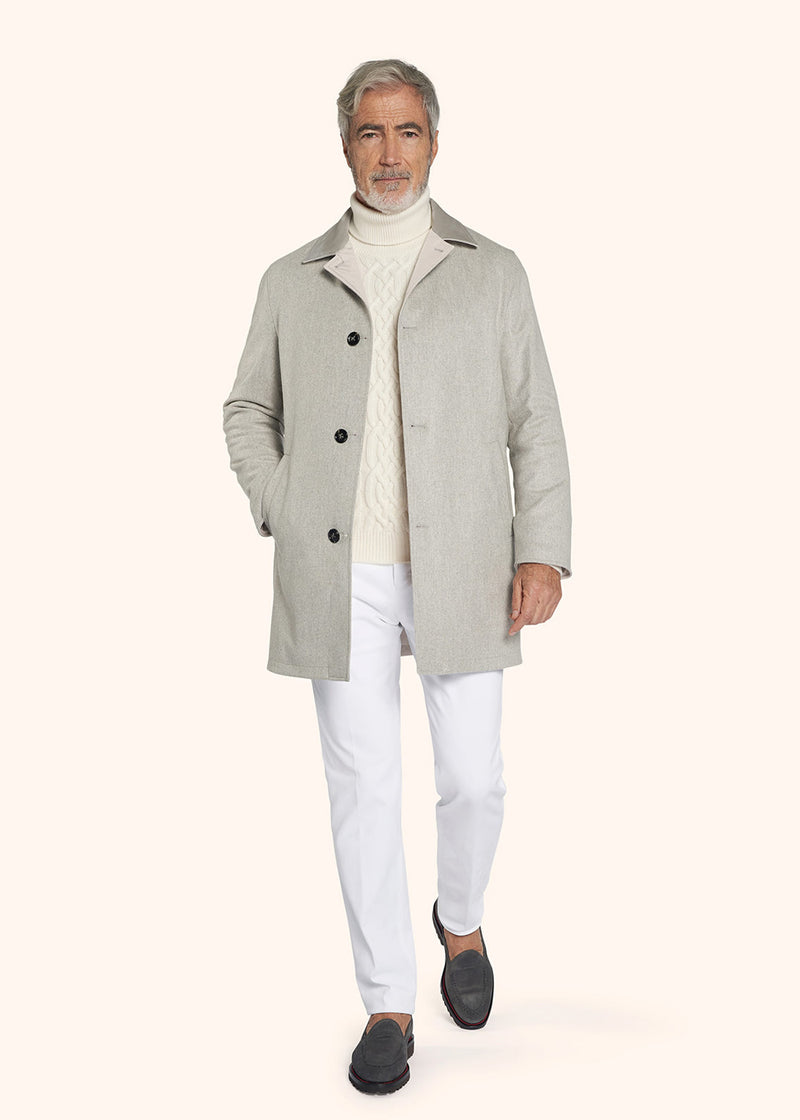 Kiton light grey coat for man, in cashmere 5
